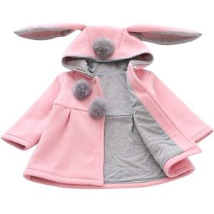 Evaliana Baby Girls Kids Toddlers Rabbit Bunny Ears Hoodie Outwear Jacket Coat